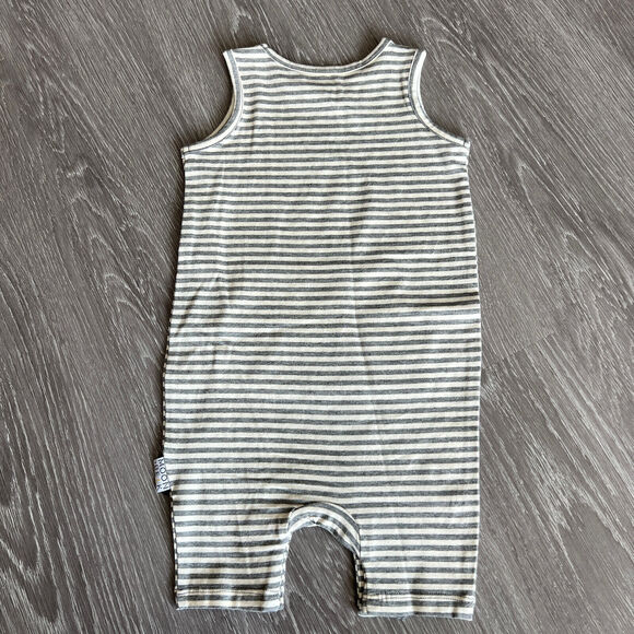 Moon + Beck Romper Kids 0-3 Months White Gray Striped Sleeveless - Picture 6 of 9